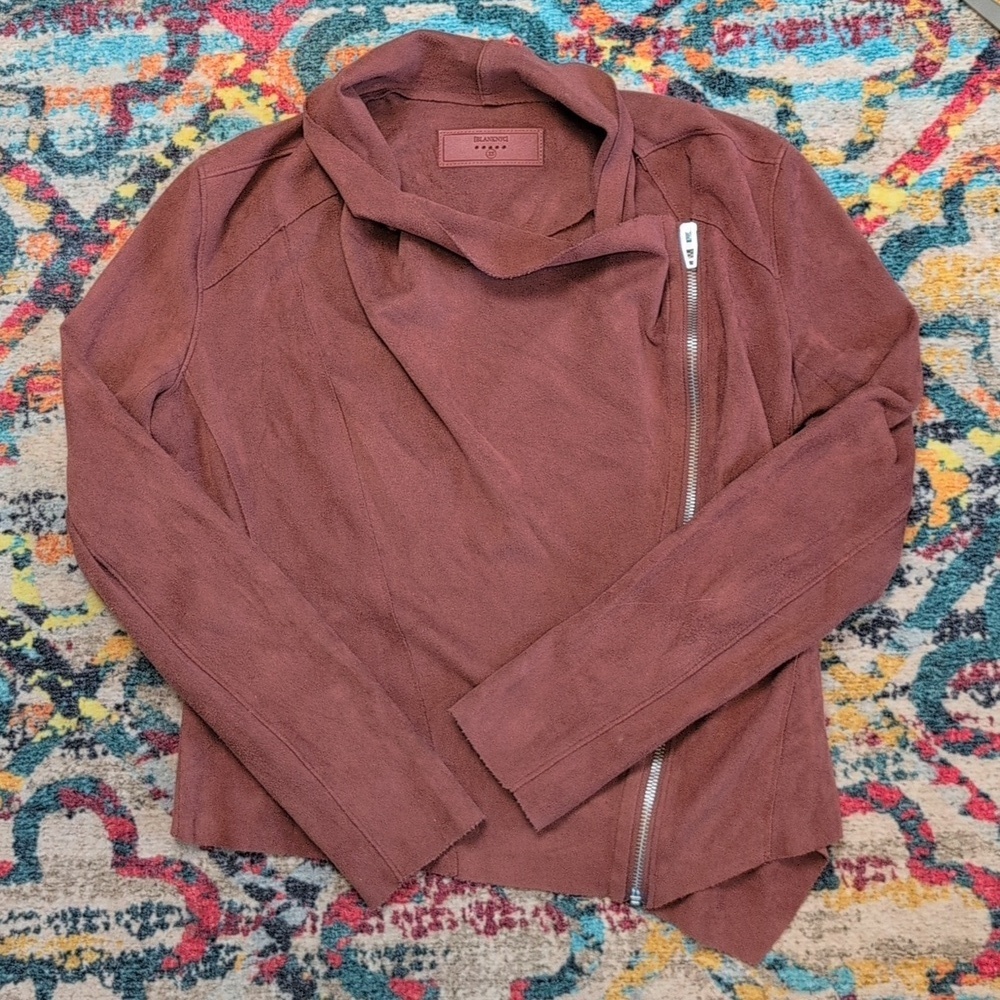 Blank NYC rust red orange faux suede moto jacket XS NWOT